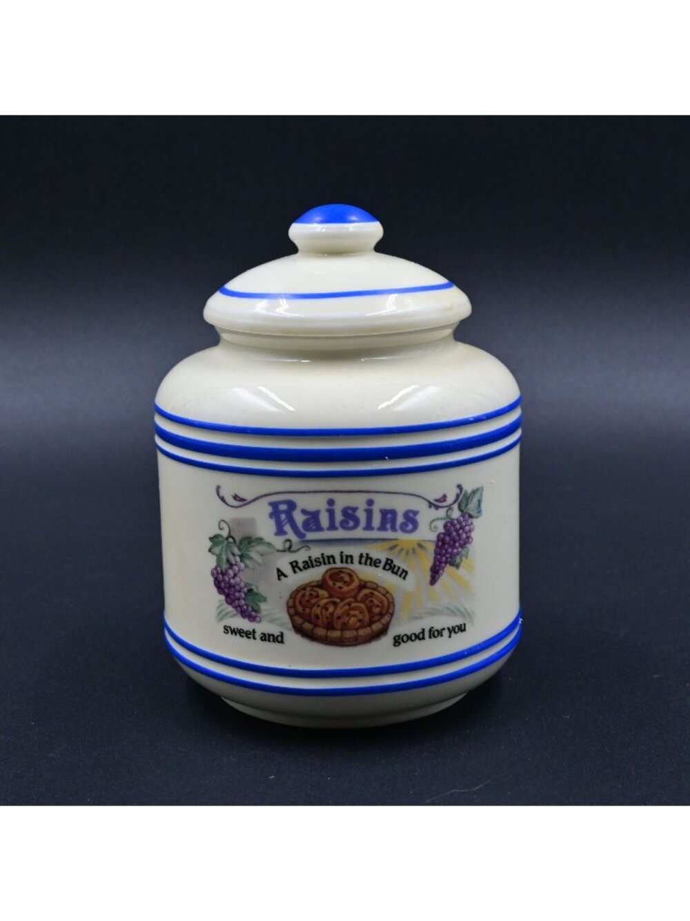 Lenox Bakers Dozen Raisins Ceramic Canister Vintage Fine Porcelain Jar With Lid
